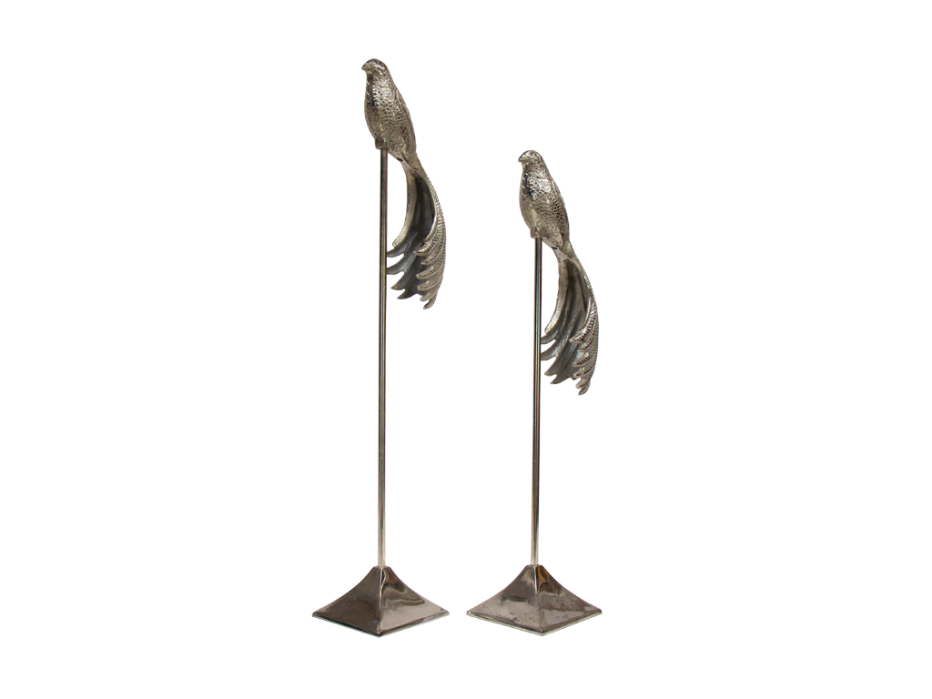 Set De 2 Esculturas Aves Plata