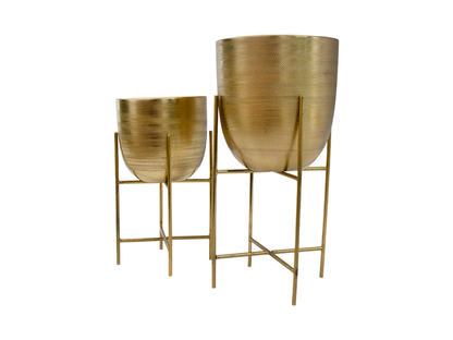 Set de 2 Maceteros con Base Metal Oro