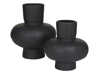 Set 2 Jarrones De Ceramica Calabaza Negro